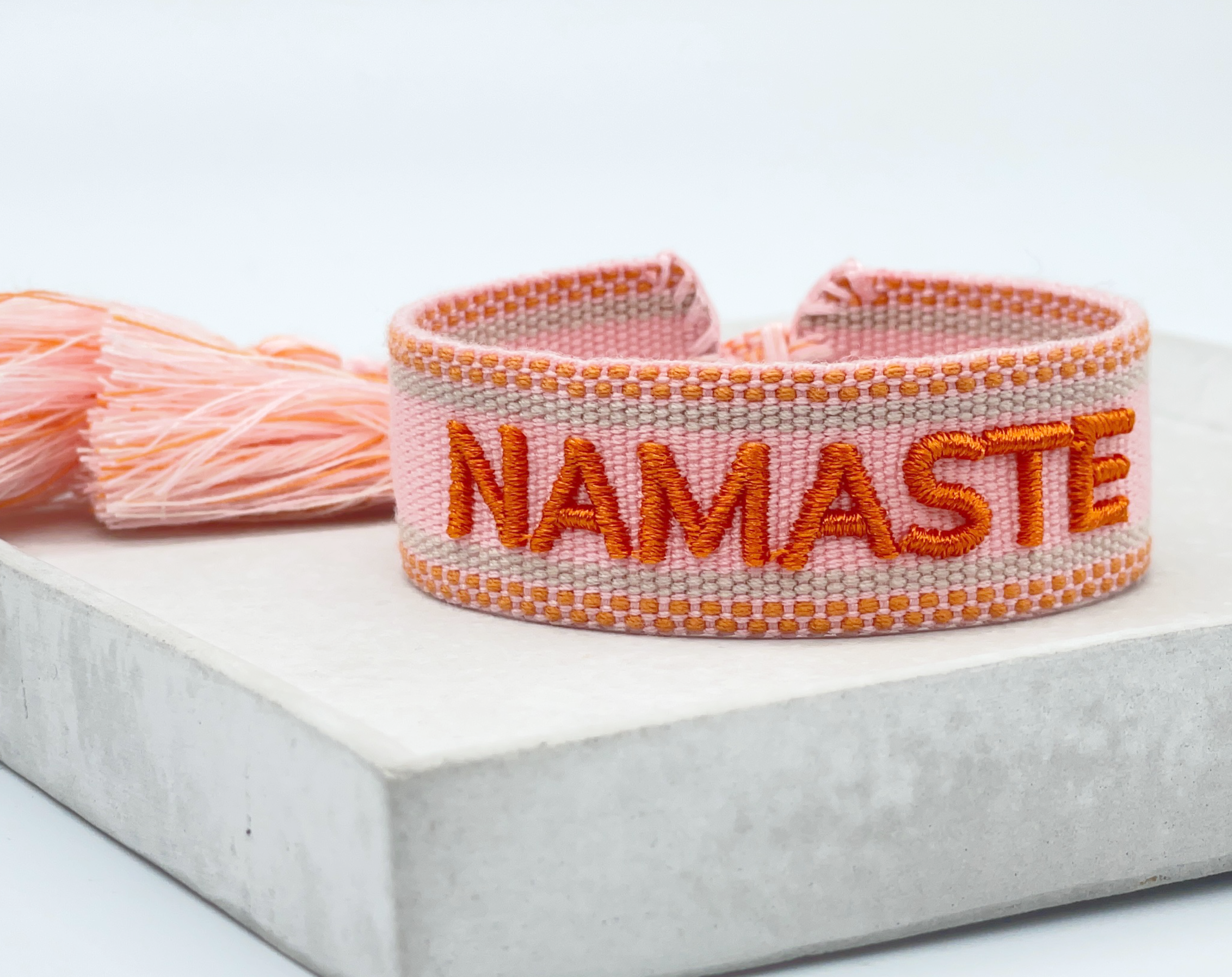Parsley & Pepper - Wholesale Woven/Braided Bracelet - NAMASTE statement bracelet woven, embroidered3
