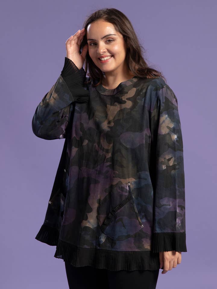 Grote T-shirt met print en ruches (A821) voor wholesale door Pomme Rouge Paris