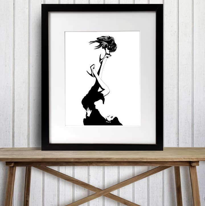 Inkttekening „Raven Consultatie”: Art Print voor wholesale door PinkPolish Design