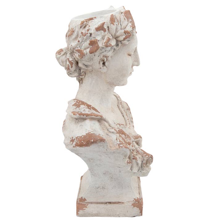 Sagebrook Home - Wholesale Sculpture - Resin Lady with Laurels Statue Woman Bust - White, 21 in.5