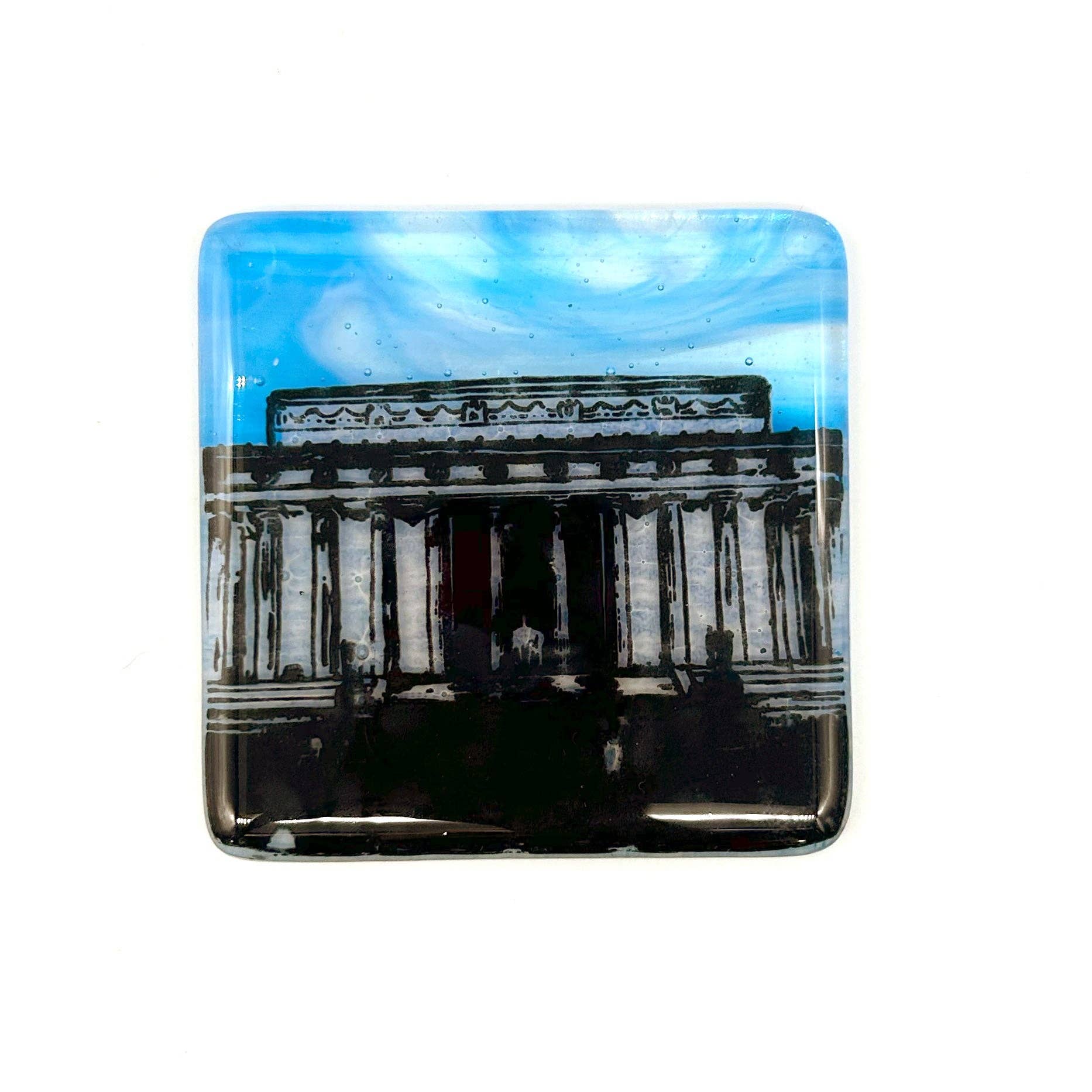 Kiku Handmade | Contemporary Fused Glass Home Goods - Wholesale Decorative Plate/Dish/Bowl - Washington DC Lincoln Memorial Fused Glass 4.5" Catch-all Dish1