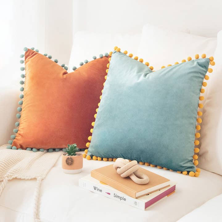Monday Moose - Wholesale Throw Pillow Cover - Colibri Pillow Covers (2-Pack) - Orange/Teal