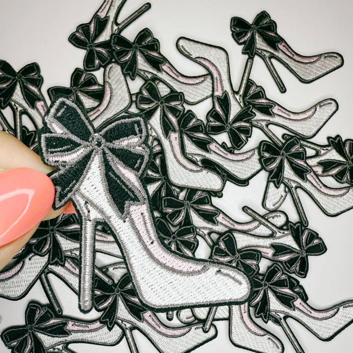 2" High Heel w Bow - Embroidered Hat Patch for wholesale by TEELUX