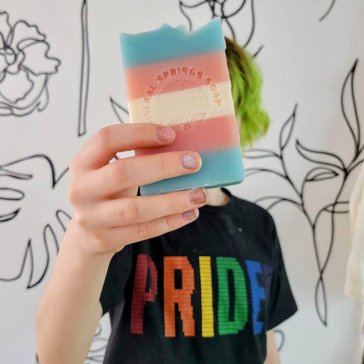 Modern Soapmaking - Wholesale Bar Soap - Trans Pride Frosted Lavender & Sage Bar Soap (LGBT+ Everyday is Pride Collection)3