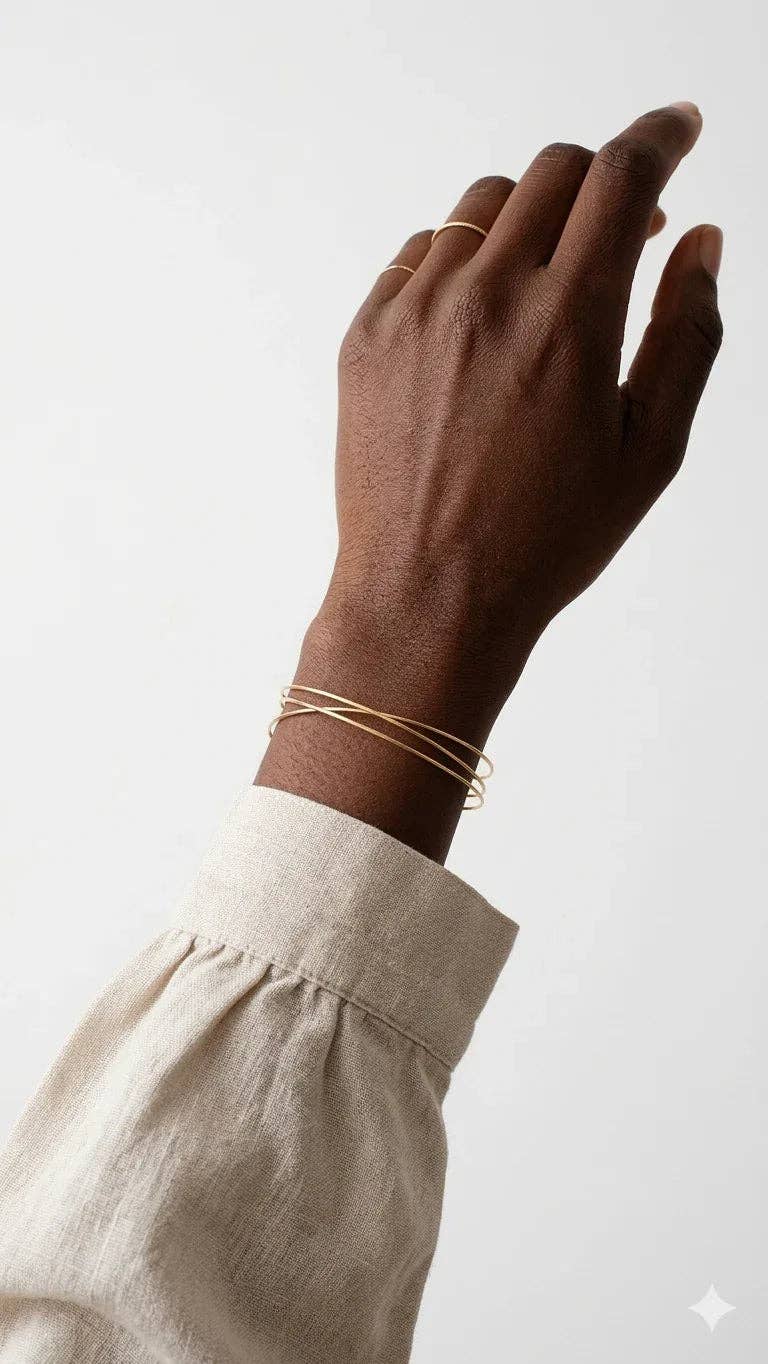 LA MAISON GISEL B. - Wholesale Bangle Bracelet - Jonc Trame fil triple dorée1