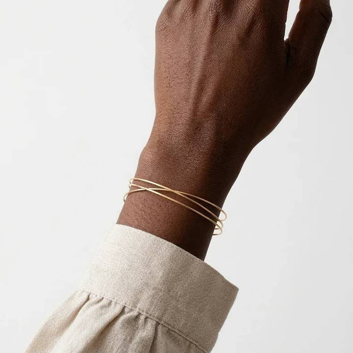 LA MAISON GISEL B. - Wholesale Bangle Bracelet - Jonc Trame fil triple dorée1