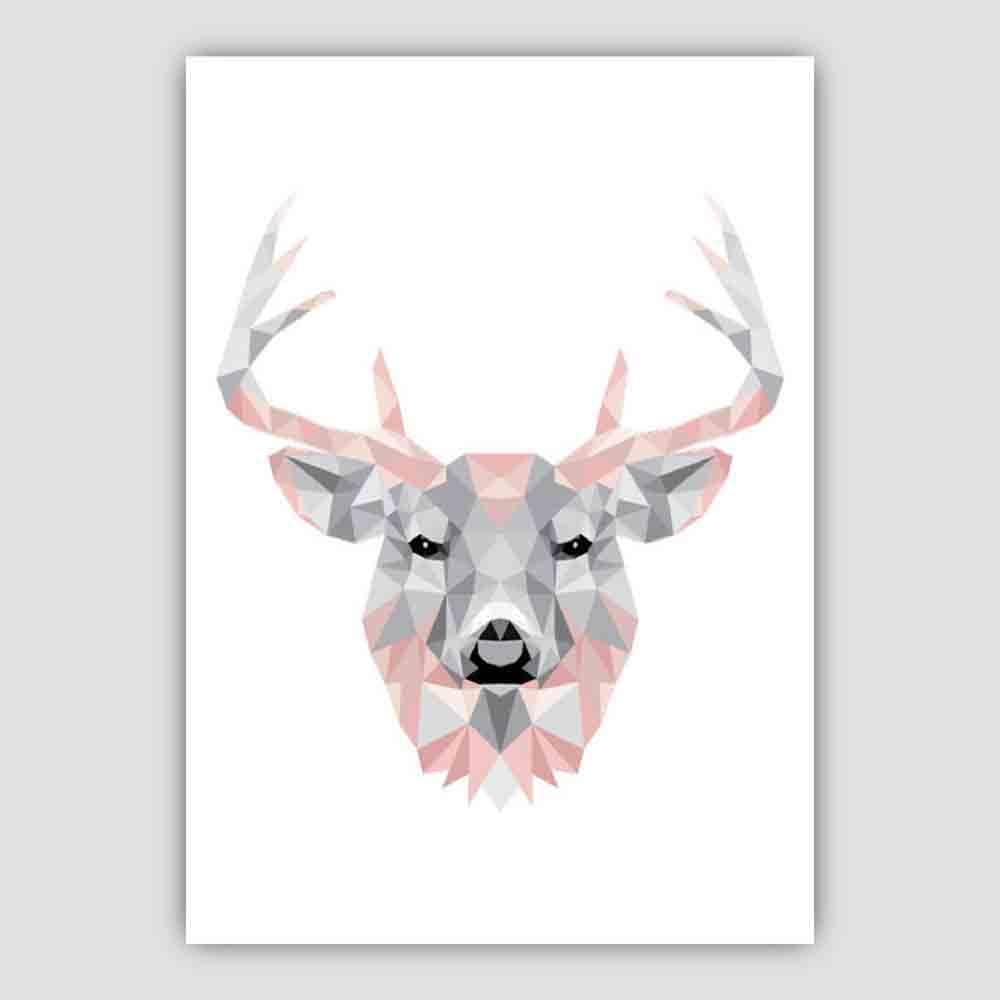 Artze Wall Art – wholesale Poster – Geometrisk Poly Blush Rosa och Grå Stag Head Poster3