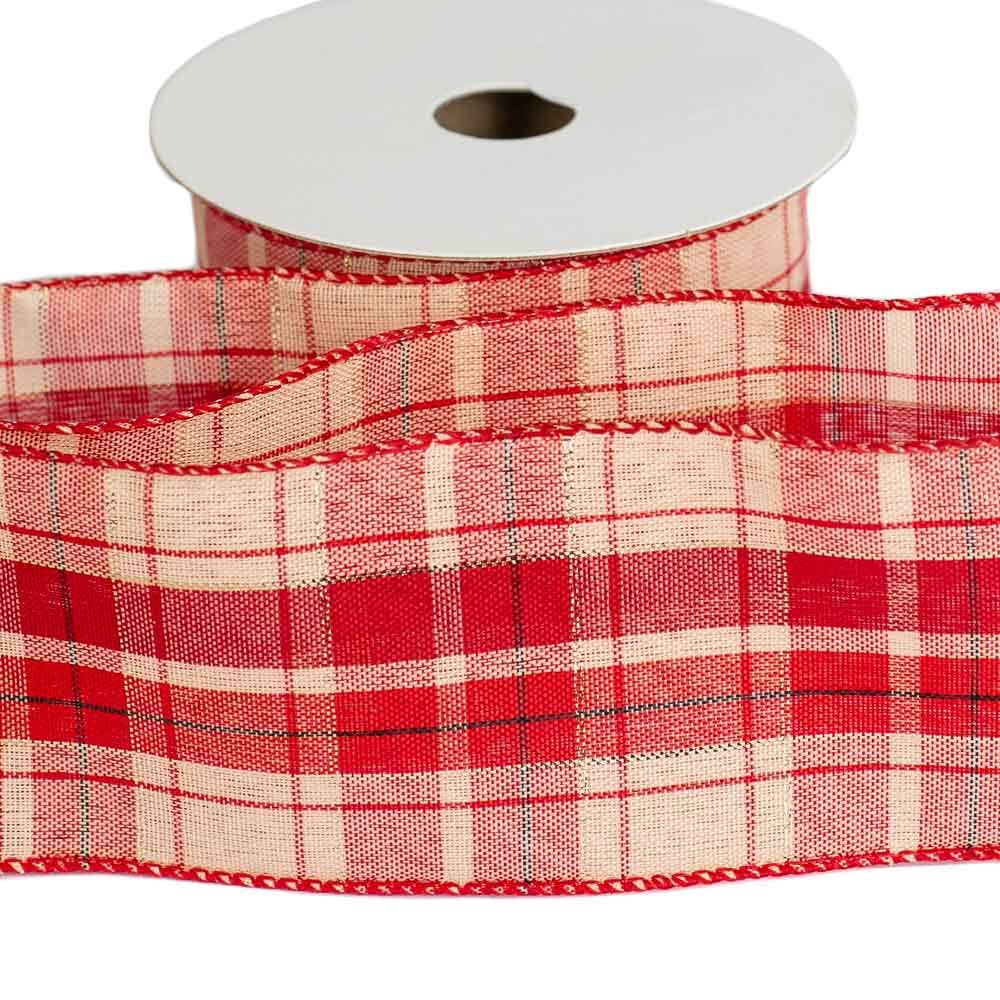 Factory Direct Craft - Wholesale Ribbon - Gift Wrapping - 2-1/2" Plaid Wired Ribbon -10yd Spool - Select Color0