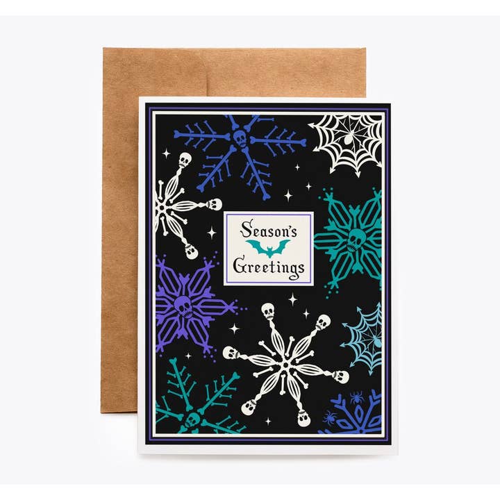 Spooky Cat Press - Wholesale Christmas Card - Skull Snowflake Christmas Card