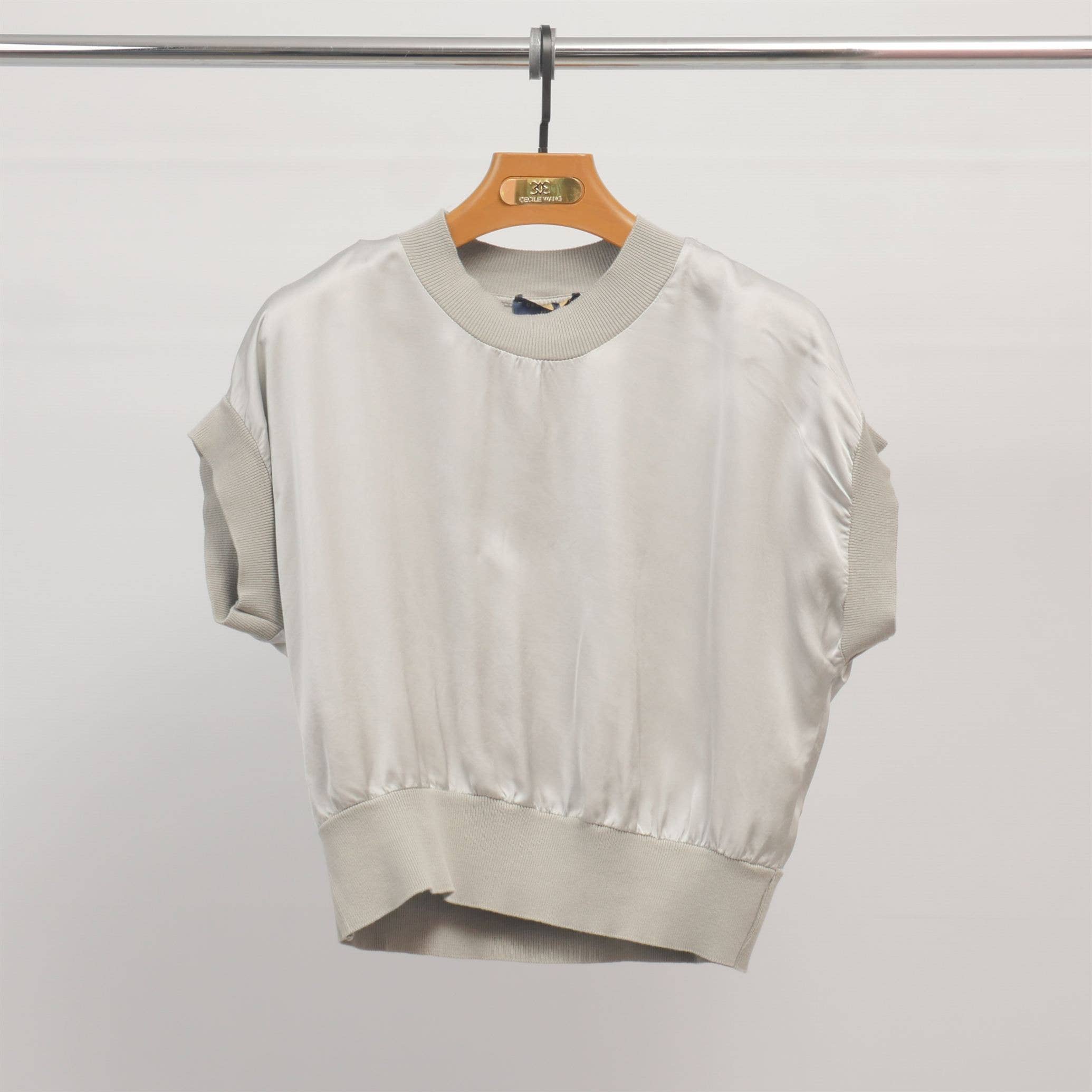 Cecile Wang – Engroshandel Strikket top - Dame – KD8679VS tofarvet top med elastik forneden og ved ærmerne4