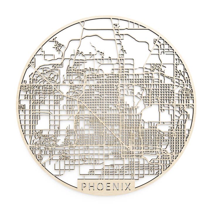 Wooden city map, USA Phoenix AZ for wholesale by Papurino