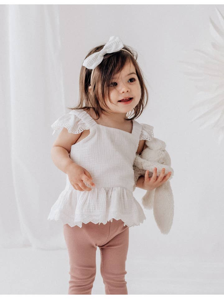 Karibou Kids - Venta al por mayor Camiseta - Niños - Top Peplum de muselina con alas Bella - Blanco