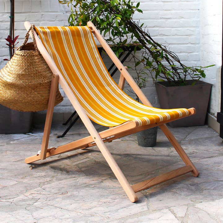 Yellow striped lounger for wholesale by Héritage Studio