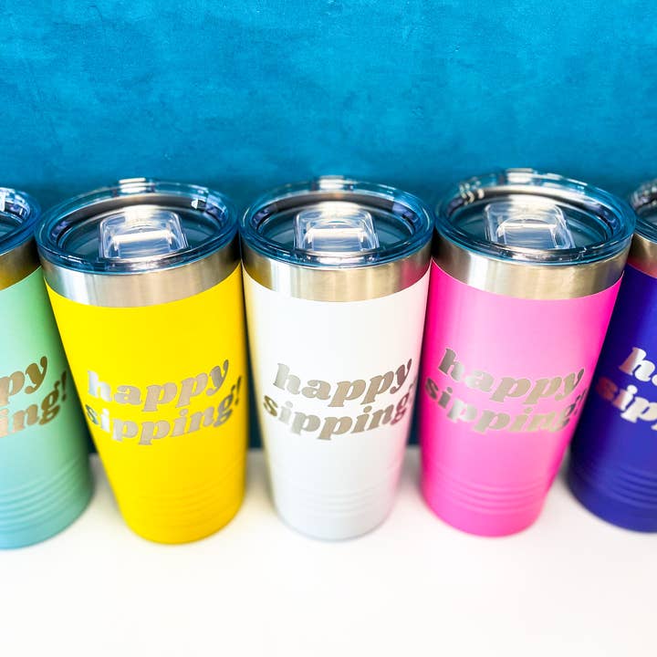 InBooze - Wholesale Insulated mug/tumbler - Happy Sipping Stainless Steel Tumbler - Pint Size1