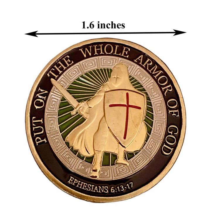 Blinkee.com, LLC - Vendita all'ingrosso Moneta/gettone ricordo - Moneta cristiana placcata in oro con l'intera armatura di Dio1