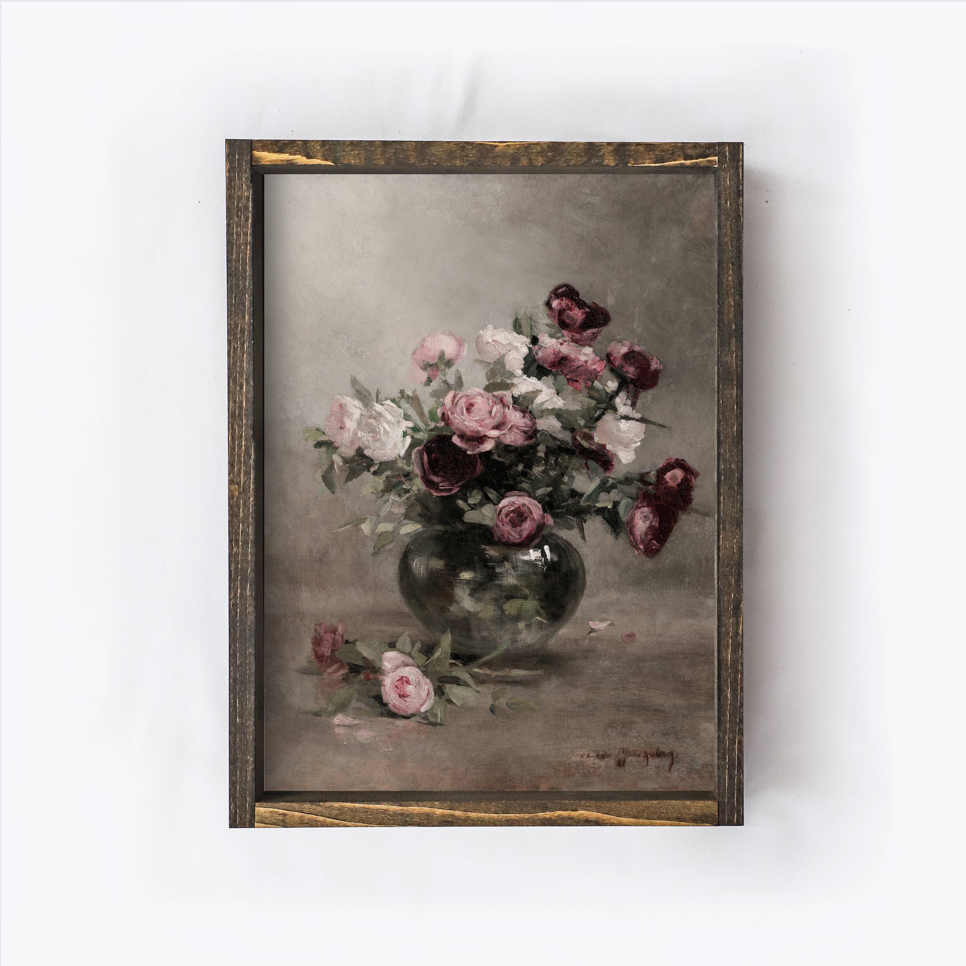 Hoekstra Decor - Vente Pancarte - Peinture de Fleurs Vintage | Art Encadré Vintage A2630