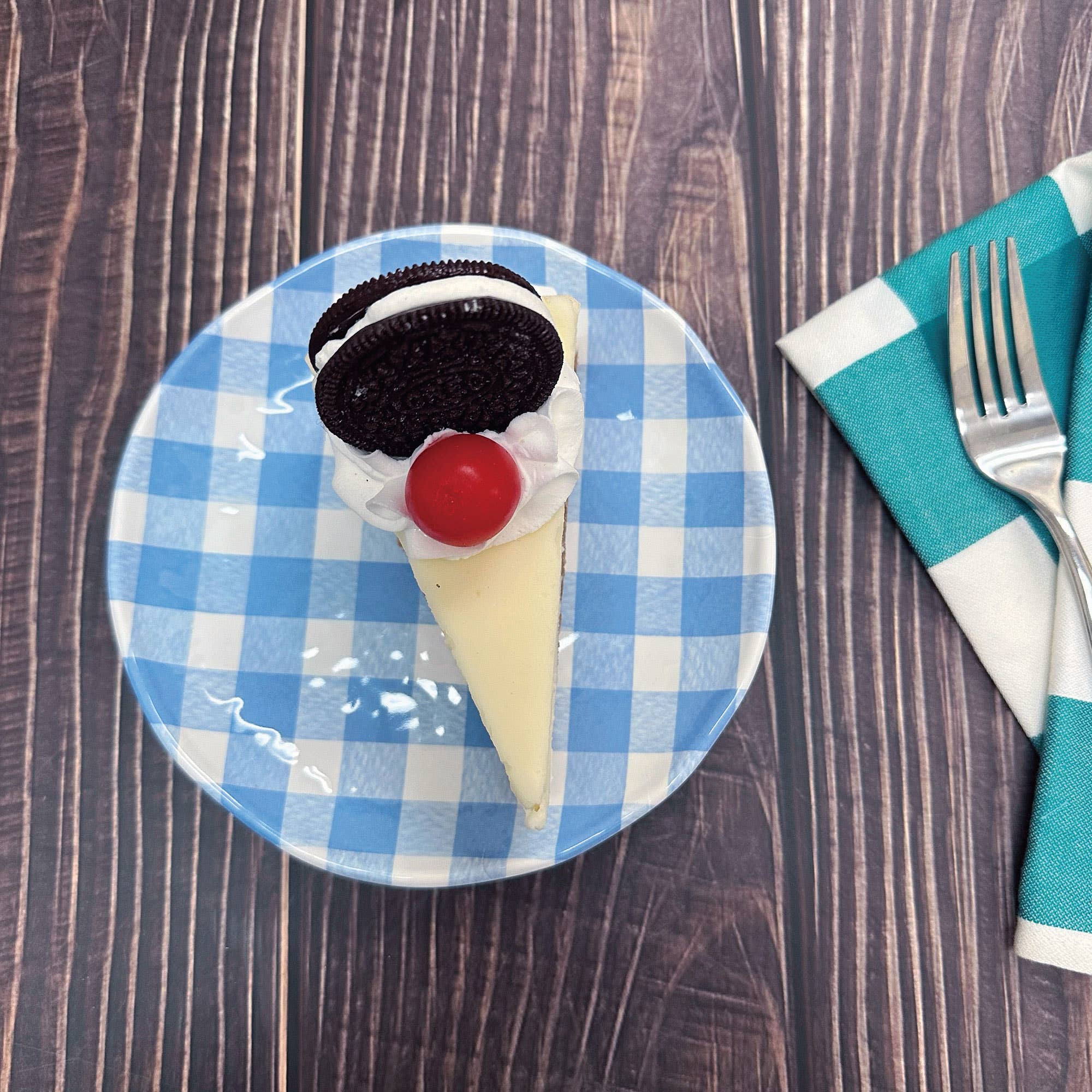 Supreme Housewares - Wholesale Dinner Plate - Gingham 6" Melamine Plates, Blue2