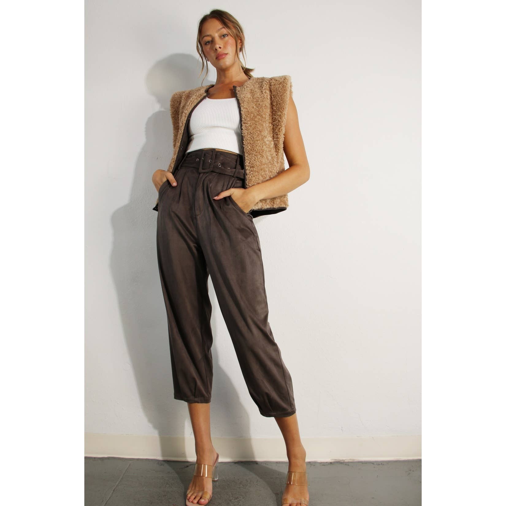BROWN SUEDE PANTS for wholesale on Faire10