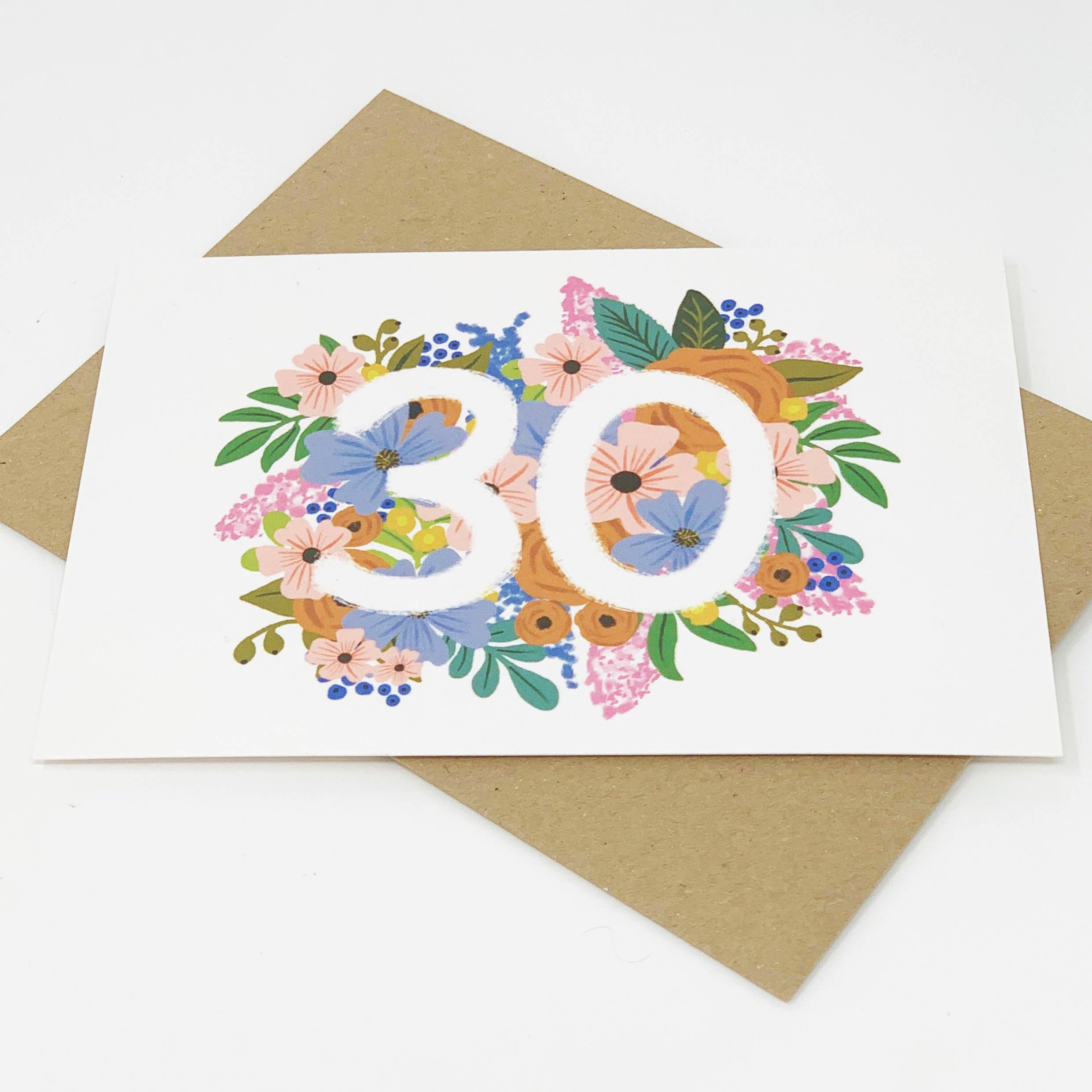 Lomond Paper Co - Wholesale Birthday Card - Colourful, Floral 30th Birthday Card3
