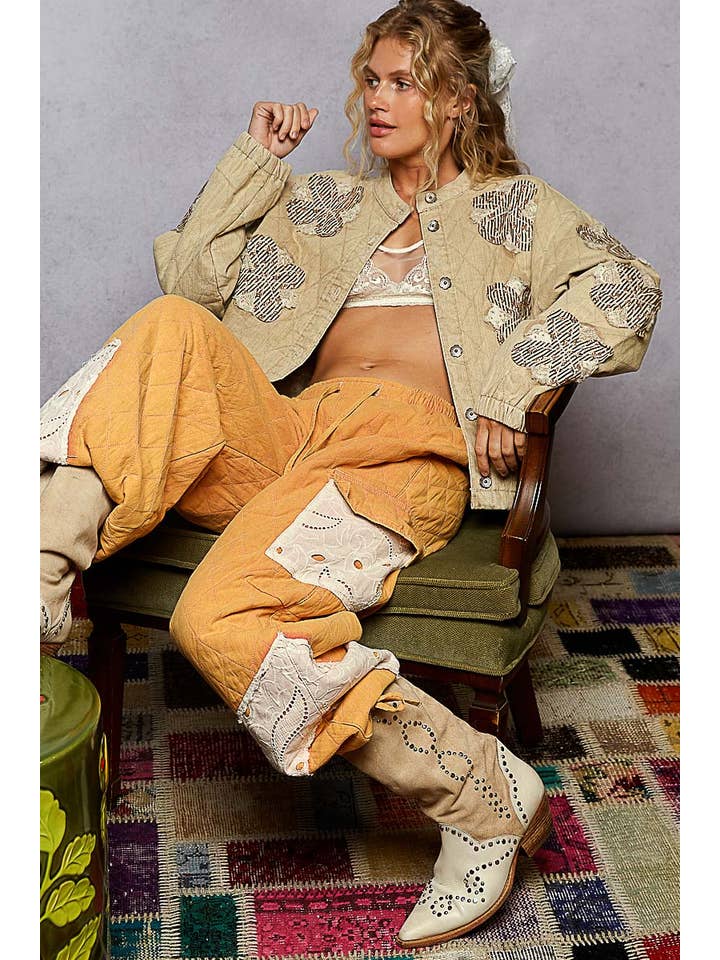 Pol Clothing - Wholesale Jacket - Women's - Mock neck balloon sleeve oversized fit quilted Jacket13