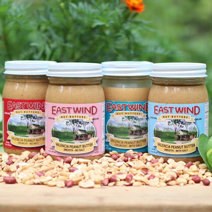 Valencia Peanut Butter for wholesale by East Wind Nut Butters