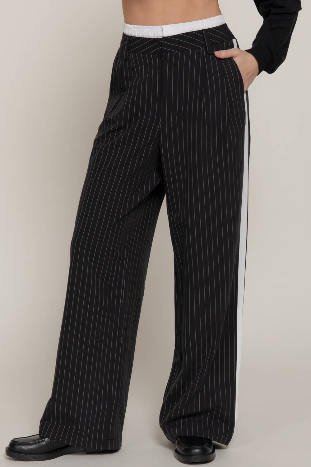 Active Basic | Active USA - Wholesale Pants - Women's - Side Stripe Detail Y/D Stripe Long Pants10