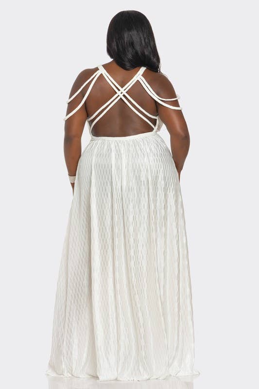 BANJUL – Großhandel Kleid – Damen – HCCD71765   Wellig plissiertes geflochtenes Seil Plus Size Maxikleid10