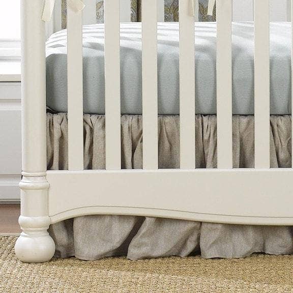 Flax Linen Crib Skirt (Gathered) 16" Drop for wholesale by Liz And Roo