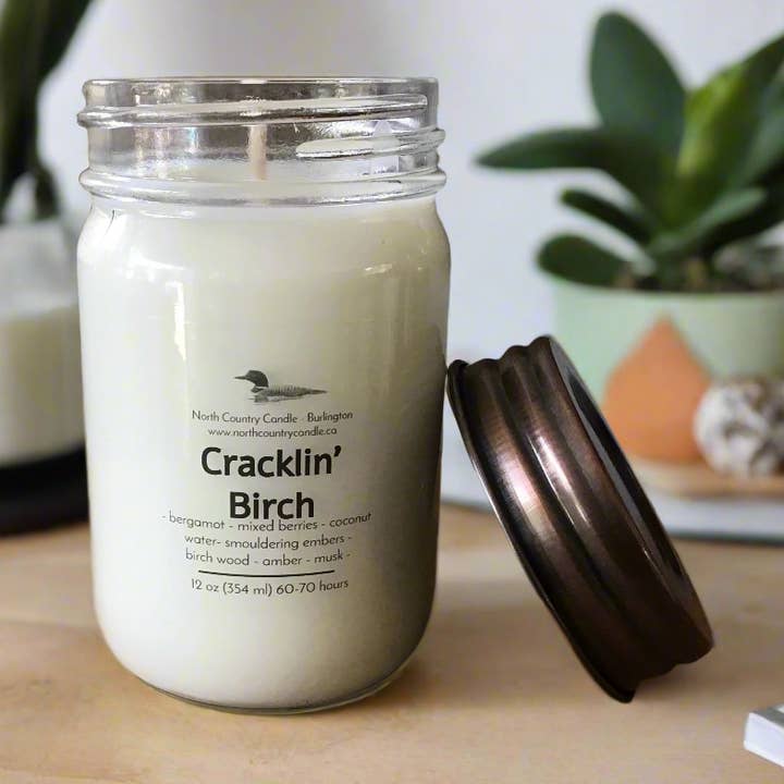 Cracklin’ Birch - 12 oz Soy Wax Candle for wholesale by North Country Candle