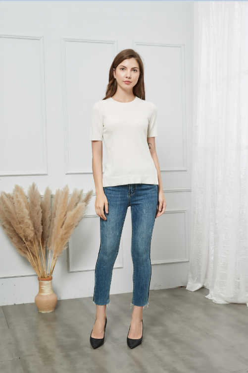 EWSCA – wholesale Knitted jumper – Women′s – Women's Baby Cashmere CrewNeck Tee Sweater5