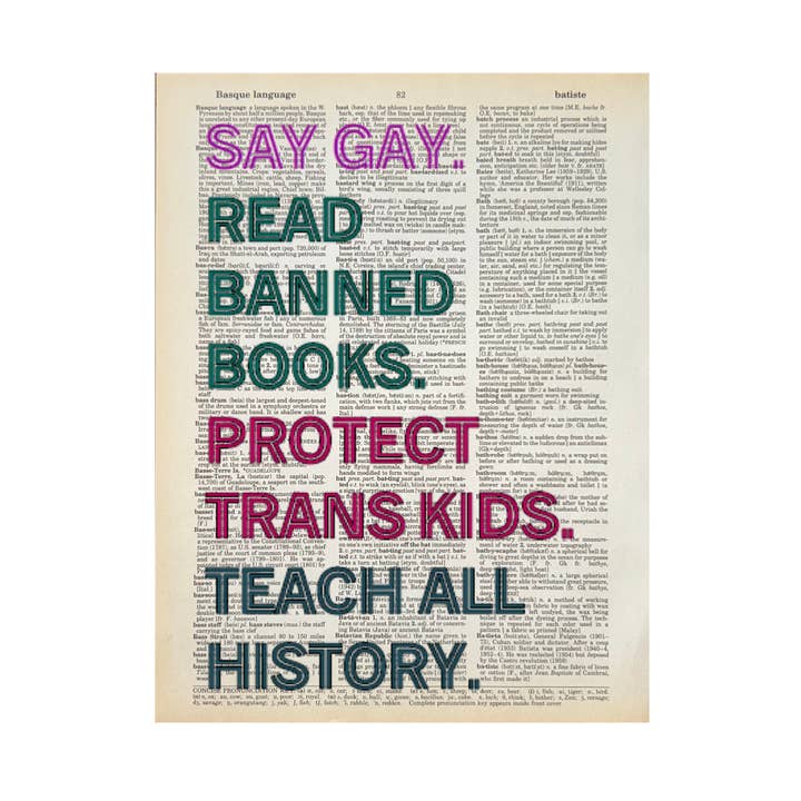 Say gay | Dictionary Print | Vintage Book Art for wholesale by Bookish Birds