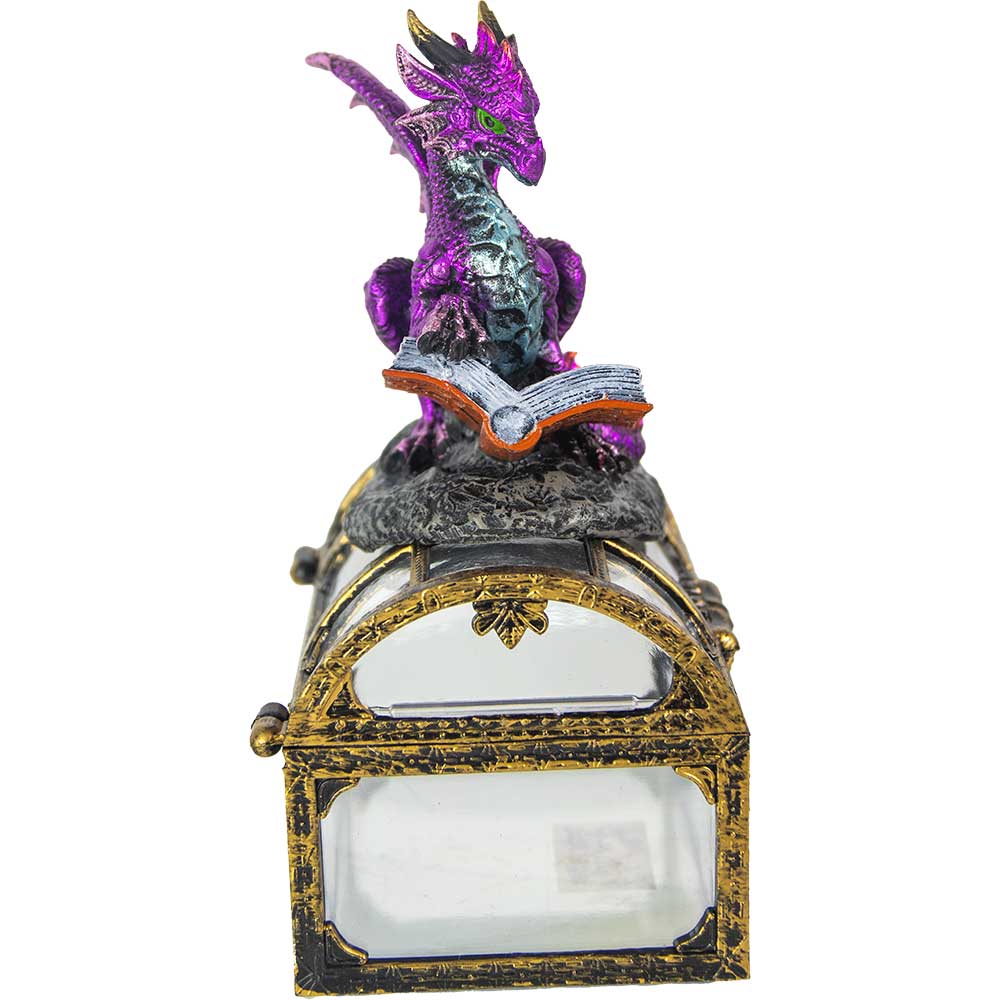 Kheops International - Wholesale Decorative Box - Polyresin Dragon on Treasure Chest - Purple w/ Book (Each)2