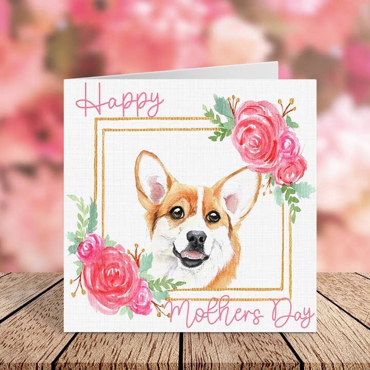 Pembroke Welsh Corgi - Biglietto per la festa della mamma per la vendita all'ingrosso da parte di Cloud Jellybean Art