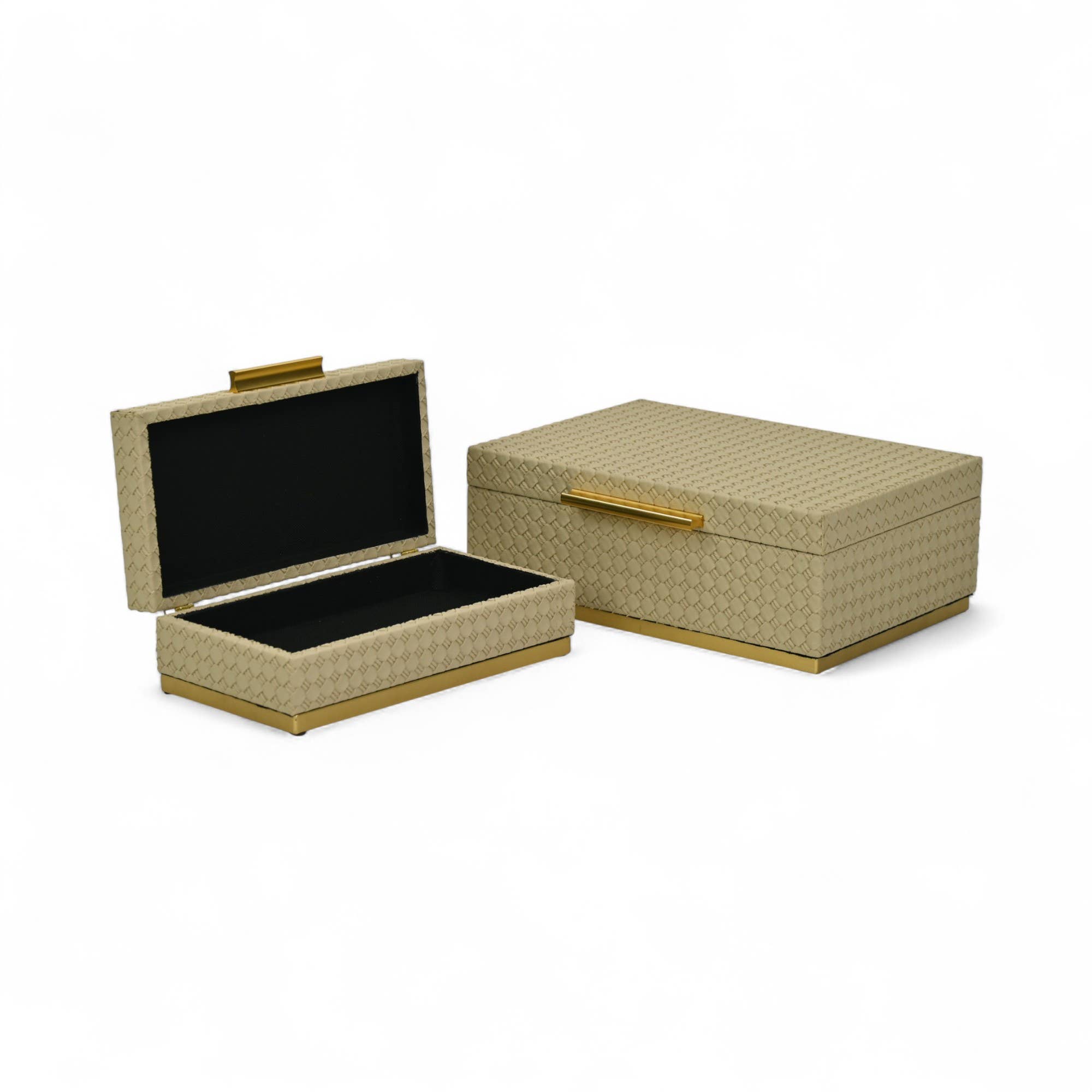 Cheungs Home Decor - Wholesale Decorative Box - Double Weave Pattern Rectangle Box Set with Gold Hardware5