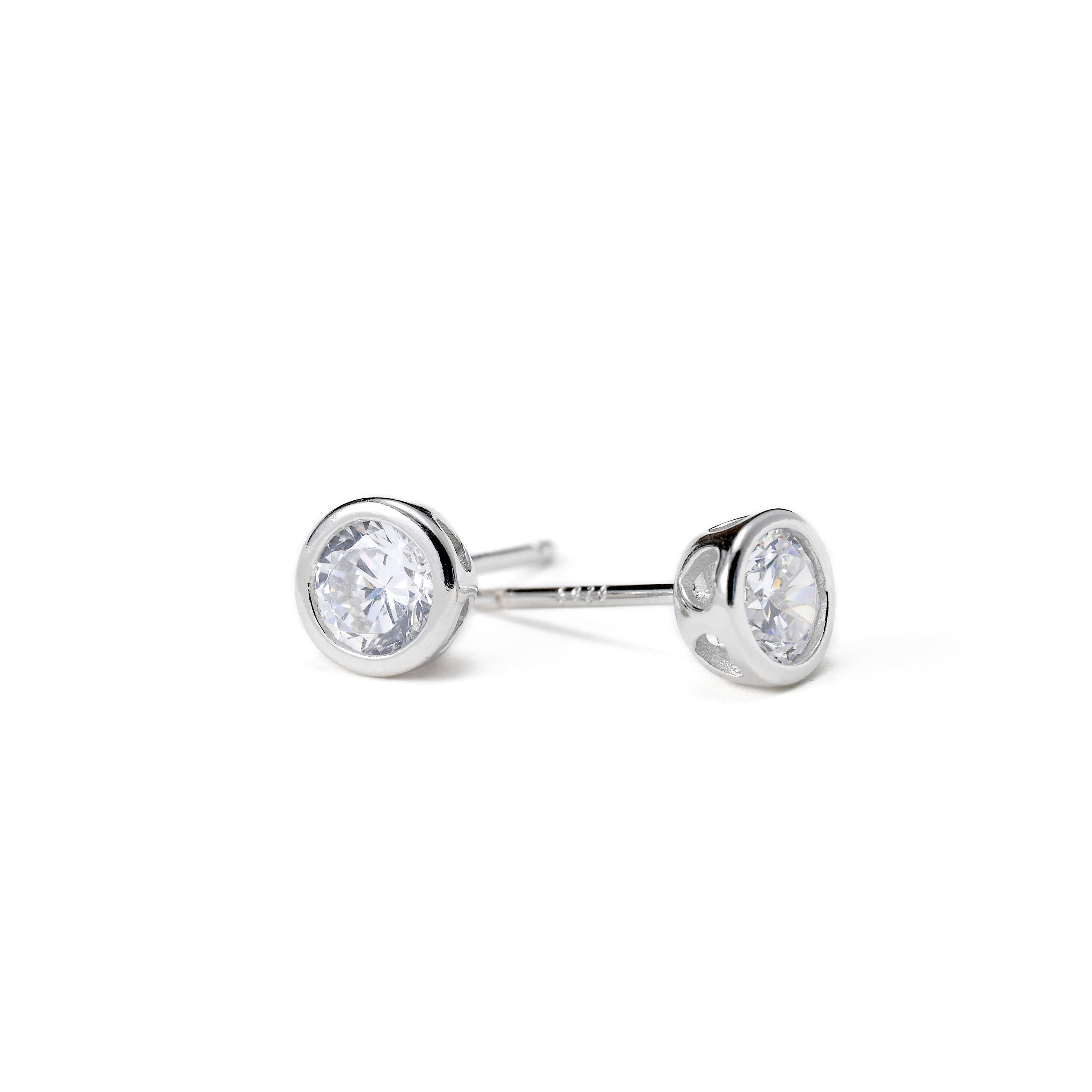 Blueyejewelry - Wholesale Stud/Post Earrings - Silver Bezel Studs - Small Diamond Studs - Round CZ Studs3
