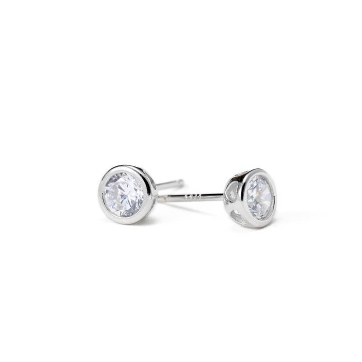 Blueyejewelry - Wholesale Stud/Post Earrings - Silver Bezel Studs - Small Diamond Studs - Round CZ Studs3