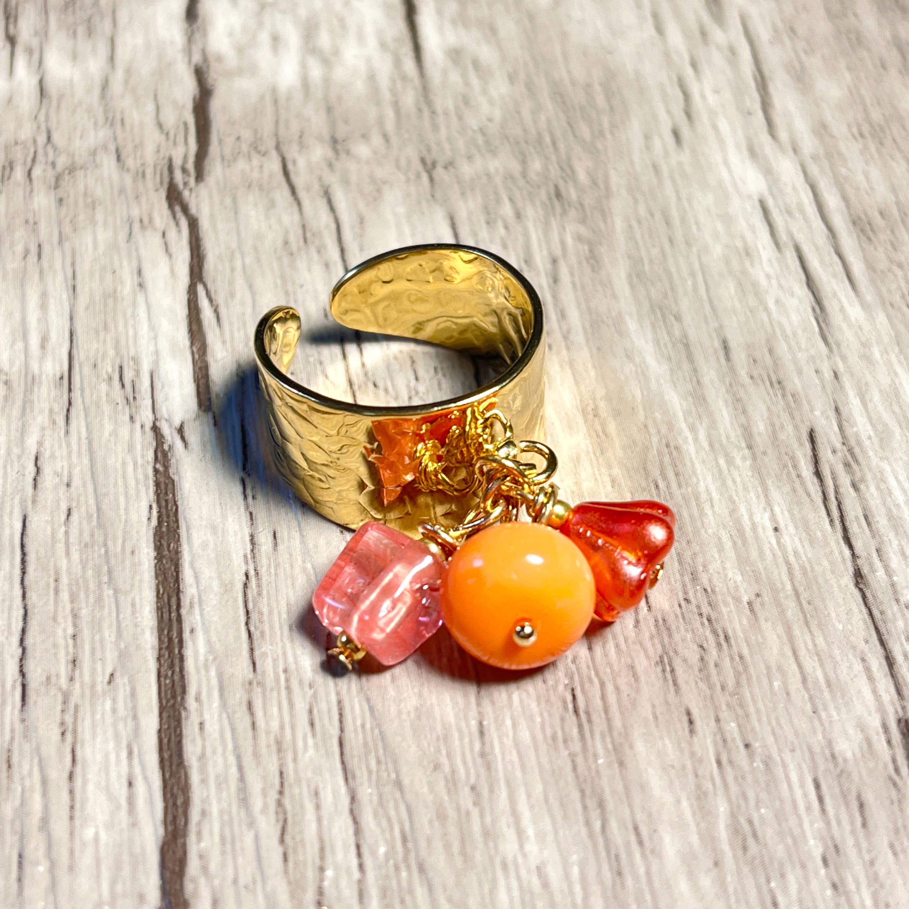 TOURMALYN - Wholesale Cocktail/Statement Ring - Fine gold plated ring with Opal stone and Quartz6
