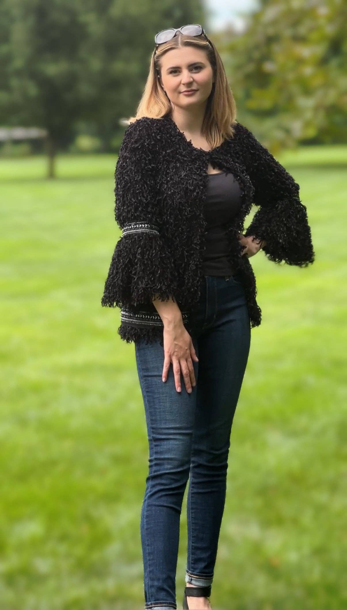 Black Shaggy Fur Jacket for wholesale on Faire9