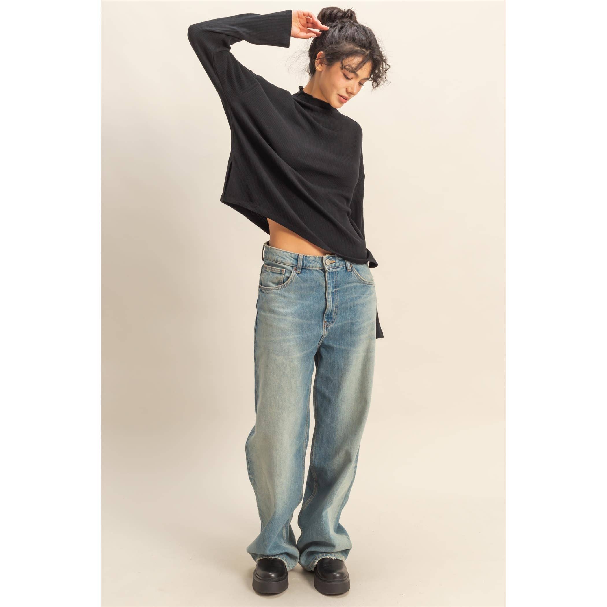 HYFVE - Wholesale Shirt - Women's - Oversized High Neck Top With Side Slit18