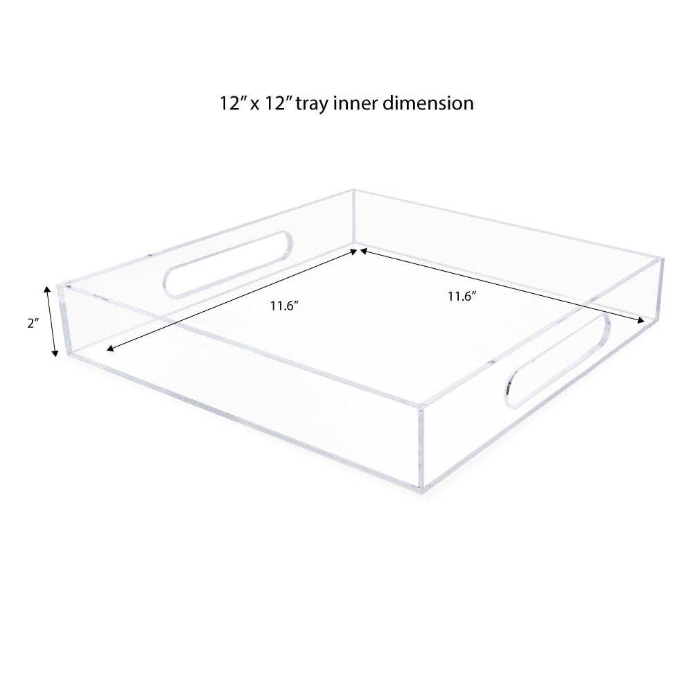 Clair Plateau de service transparent en acrylique avec poignées découpées Isaac Jacobs en vente sur Faire17
