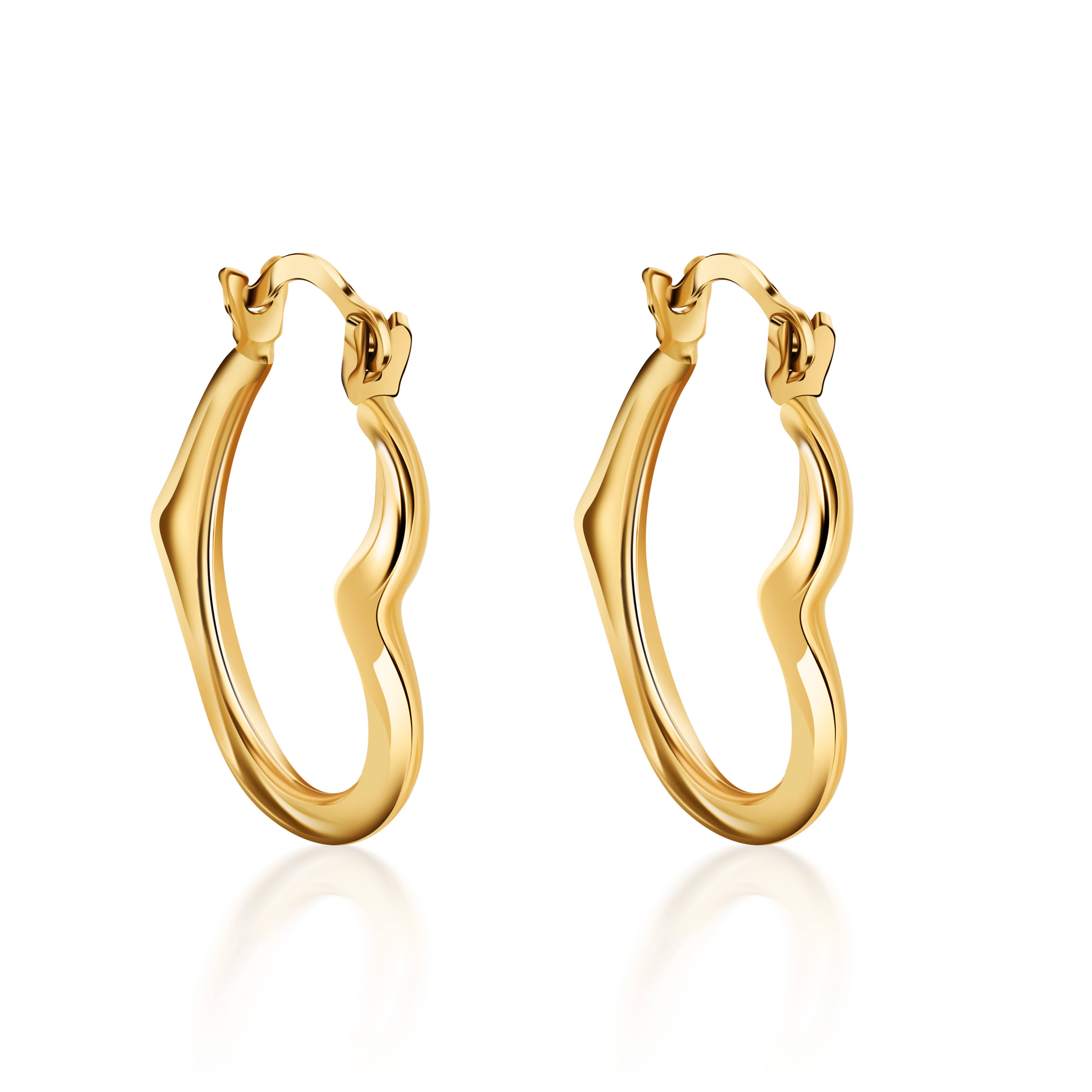 Pori Jewelry - Wholesale Hoop Earrings - Solid Gold Cutesy Open Heart Hoop Earrings2