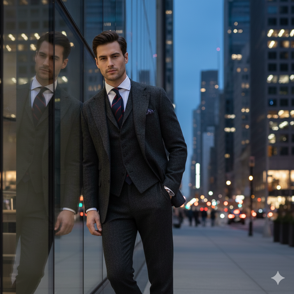 Mens Black Herringbone Tweed Suit | 2-Piece Suit For Men's  for wholesale on Faire3