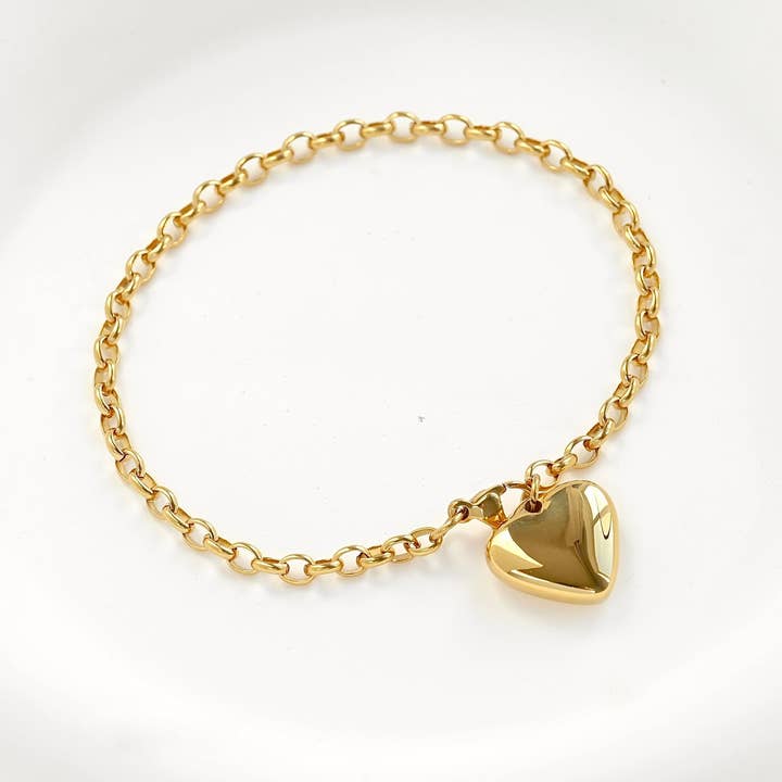 Rolo hjärtarmband - Rolo kedjearmband med hjärthänge för wholesale av Blueyejewelry