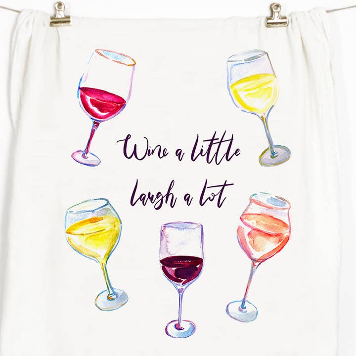 Wine A Little Tea Towel for wholesale by Honey Brush Design®