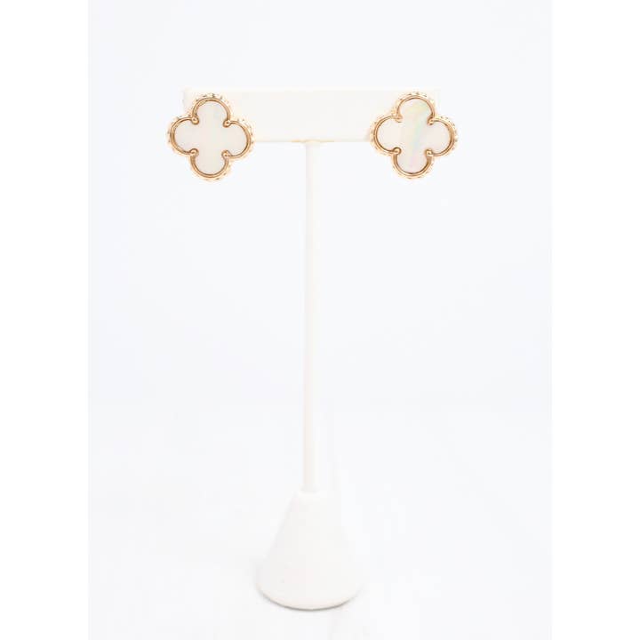 Caroline Hill - Wholesale Stud/Post Earrings - McFadyen Clover Earring Mother of Pearl