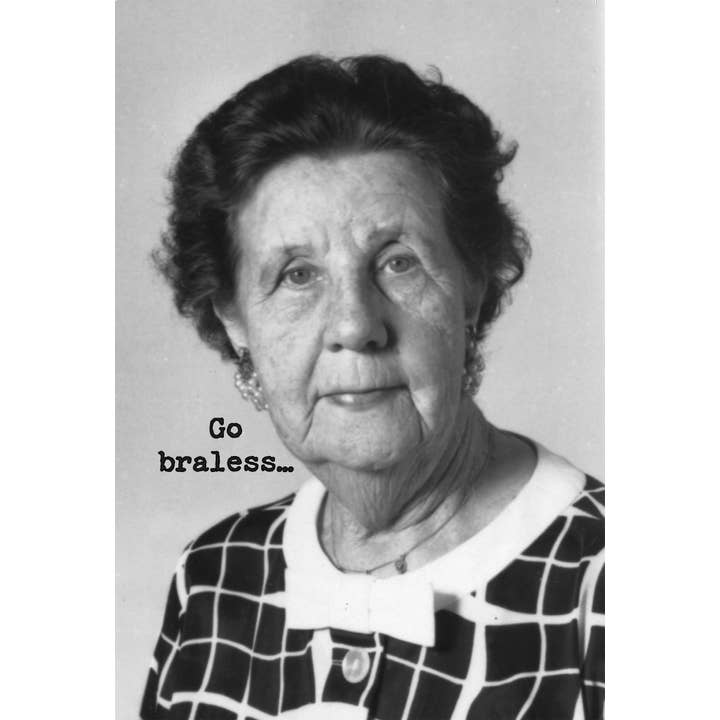 Go Braless Greeting Card for wholesale by Primitives by Kathy