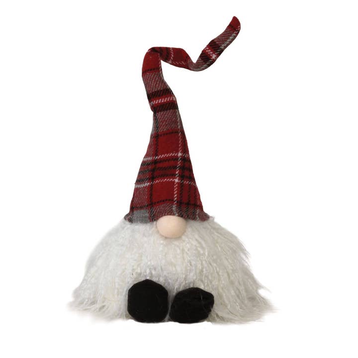 Siddende Plys Rød/Grå Plaid Santa Gnome for engroshandel hos CWI Gifts