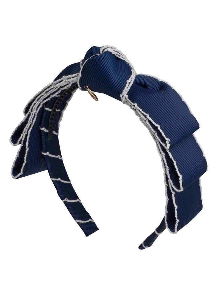 Knuten Heather Moonstitch Hårband - Marinblå för wholesale av Project 6 NY Kids