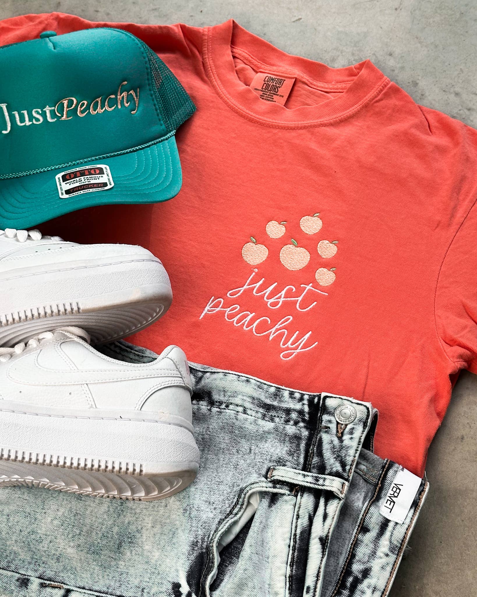 D&E Tees - Wholesale T-Shirt - Women's - Just Peachy Embroidery Graphic Tee1