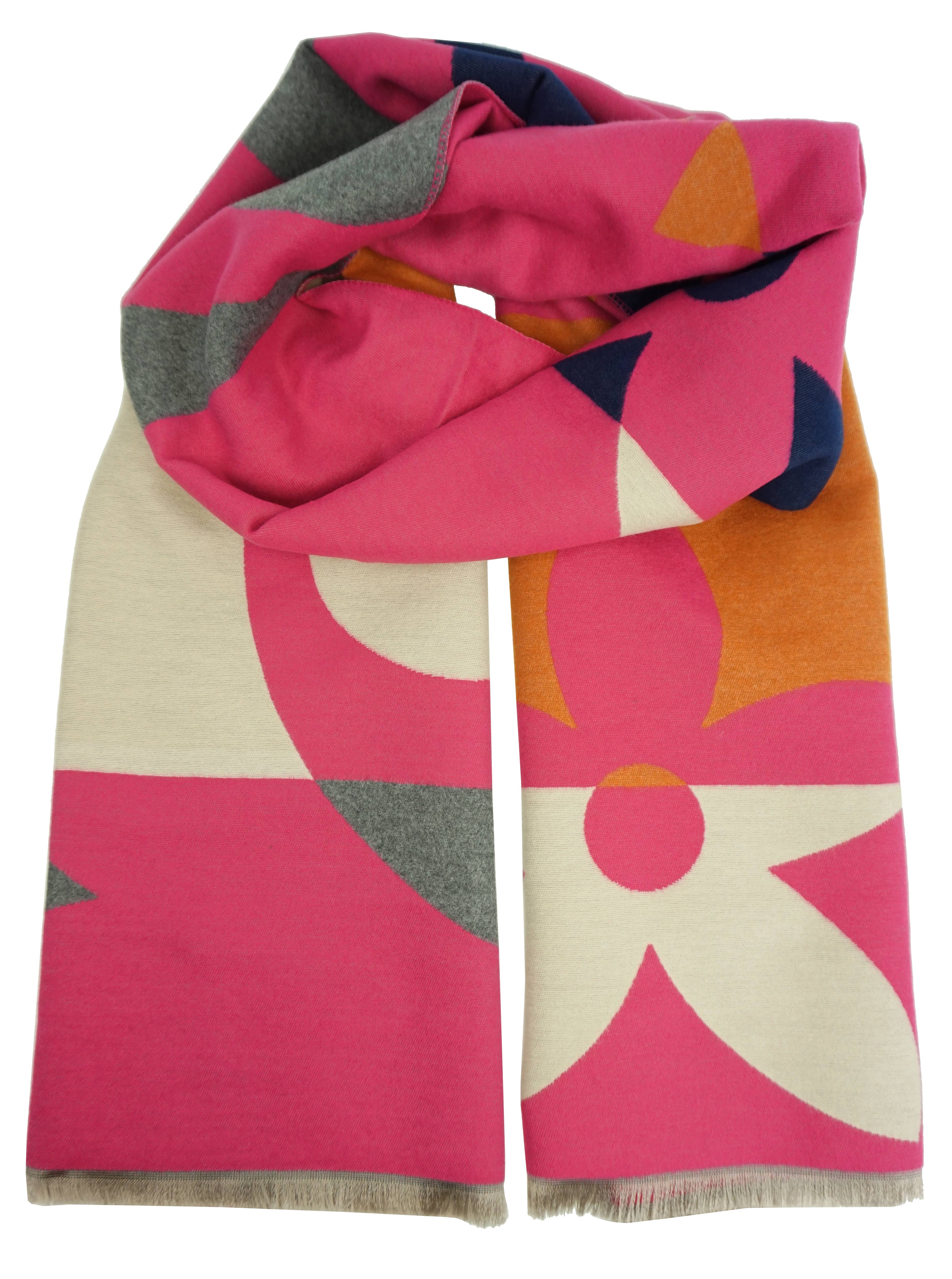 Anais – Großhandel Schal – Damen – Anais Damenschal YF6006 aus 100 % Viskose mit zweifarbigen Symbolen und Buchstaben7